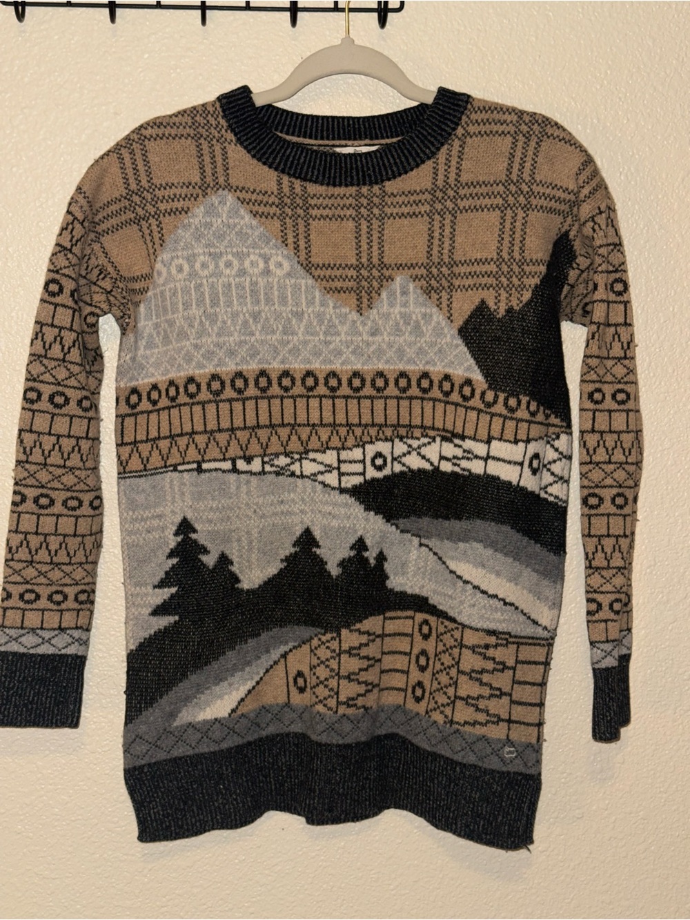 Woolrich Vintage Scenic Mountain Landscape Crewneck Sweater